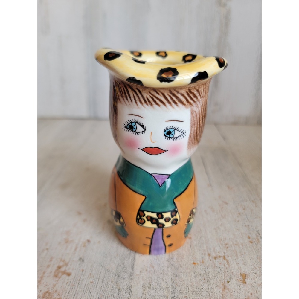 Susan Paley Emily vintage Bella casa mini vase yellow spotted dress unique